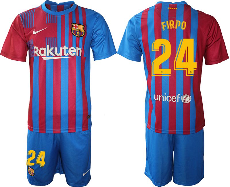 Men 2021-2022 Club Barcelona home blue #24 Nike Soccer Jersey->barcelona jersey->Soccer Club Jersey